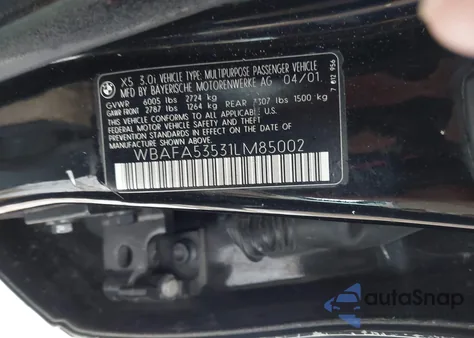 2001 BMW X5 3.0 из США, поврежденный, VIN WBAFA53531LM85002